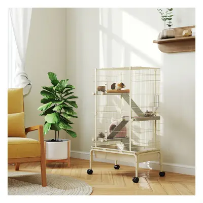 PawHut Levels Rolling Small Animal Cage, Rabbit Cage with 15cm Deep Bottom