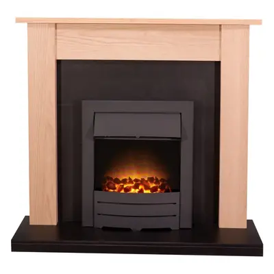 Adam Southwold Fireplace in Oak & Black with Colorado Electric Fire in Black, Inch