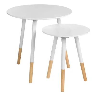 Stylish And Elegant Design Set Of Two White Round Side Tables, Durable And Sturdy Side Tables, S