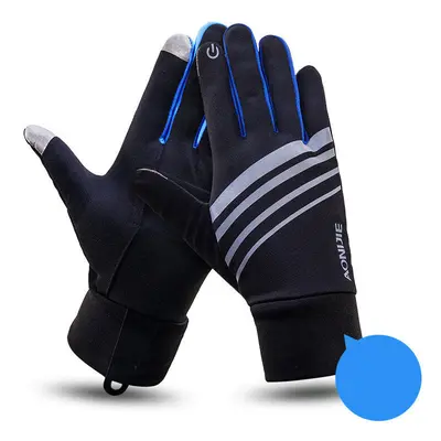 (Blue, S/M) Winter Thermal Warm Full Finger Skiing Cycling Glove Skiing Xiaomi Motorcycle E-bike