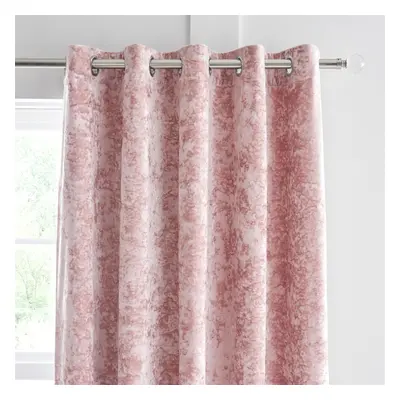 Catherine Lansfield Crushed Velvet x Inch Eyelet Curtain Pair Blush