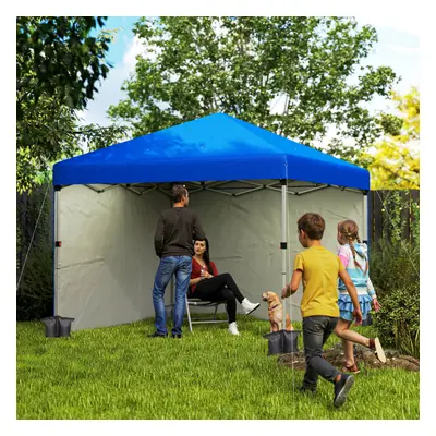 Outsunny 3x3 (M) Pop Up Gazebo Party Tent w/ Sidewalls, Weight Bags Blue