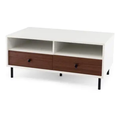 Coffee Table Rectangular Sofa Side Table W/2 Drawers & Storage Shelf