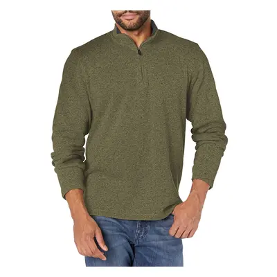 Wrangler Authentics Men's Long Sleeve Fleece Quarter-Zip Olive Night Small