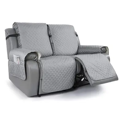 (light grey, Seat) 2 Seat Non-slip Recliner Chair Cover Sofa Slipcover Reversible Pet Cover Prot