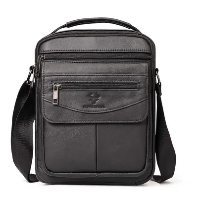 (Black) Genuine Leather Multifunctional Messenger Bag