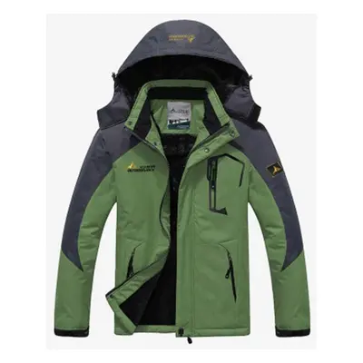 (grass green, L) Men&apos;s Winter Hooded Windbreaker Thickened Warm Coat Cool Mountaineering Sp