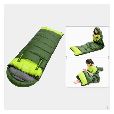 Waterproof Camping Warm Hollow Cotton Splicing Sleeping Bag Army Green Left