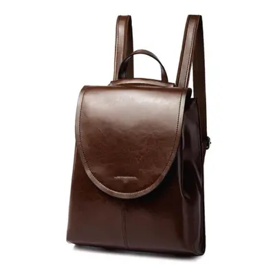 (coffee) Johnature Fashion Backpack Women Bag Versatile Cow Leather Leisure Travel Bags Solid Co