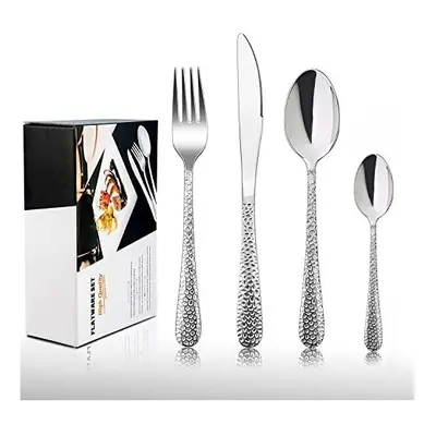 Cutlery Set, HaWare 32-Piece Stainless Steel Hammered Flatware Sets, Include Knife/Spoon/Fork, S