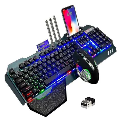 Wireless Gaming Keyboard And Mouse,rainbow Backlit Rechargeable Keyboard Mouse With 3800mah Batt