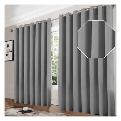 (Light Grey-Plain, in x in Pair Curtains) Thermal Thick Blackout Curtains