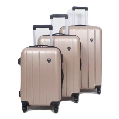 (Champagne) 3pcs Suitcase Set ABS Cabin Hard Shell Travel Luggage Trolley Wheels Light