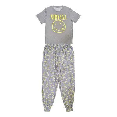 (L, Grey/Yellow) Nirvana Unisex Adult Smile Pyjama Set