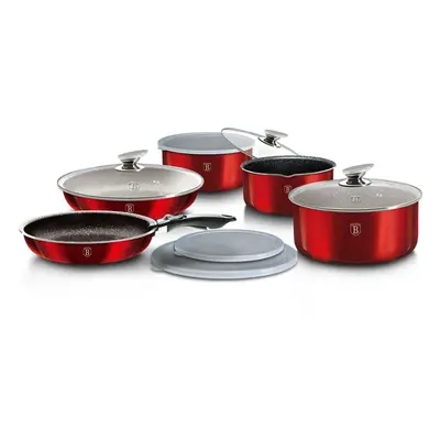 (Red) Berlinger Haus 12Pc Cookware Set Pots Pans Lids