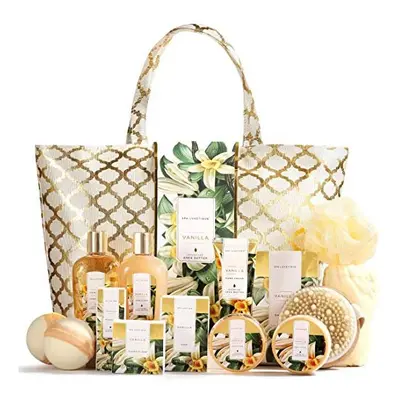 Spa Luxetique Spa Gift Basket, Vanilla Gift Baskets for Women, Luxury Pcs Bath Gift Set, Relaxin