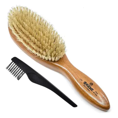 Kent LC4 Finest Hair Brushes for Women Detangler Dry Brush Made of Cherrywood - Boar Bristle Ova