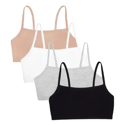 Fruit of the Loom Women's Spaghetti Strap Cotton Pullover Sports Bra Value Pack Sand/White/Black