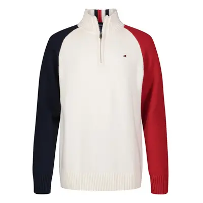 Tommy Hilfiger Boys' Long Sleeve Quarter Zip Sweater Snow Colorblock