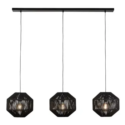 Searchlight Wicker Light Bar Black Pendant