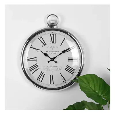 Large Silver Pocket Watch Wall Clock- Perfect for any Living Room, Dining Rooms, Kitchen, Hallwa