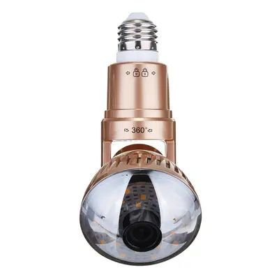 (Golden, white) 3.6mm Wireless Mirror Bulb Security Camera DVR WIFI LED Light IP Camera Motion D