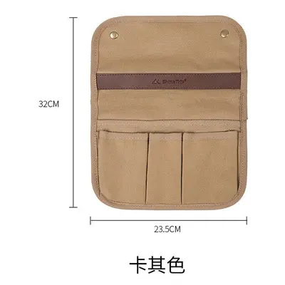 (Khaki) Outdoor Camping Kermit Chair Armrest Hanging Bag Side Multifunctional Storage Bag Portab