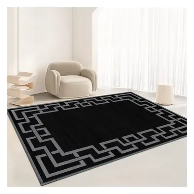 (160CMx230CM, Nico Black) Non-Slip Rugs Living Room Runner Printed Rug Carpet Mat