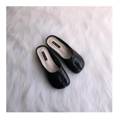 (9, black slippers) Tabi ninja shoes woman microfiber leather comfy flats split toe slippers