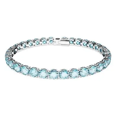 Swarovski Matrix Rhodium Plated Round Cut Blue Bracelet - Size