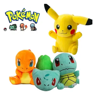 4Pcs/Set Pikachu Bulbasaur Squirtle Charmander Plush Toy Stuffed Doll