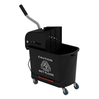 HOMCOM 20L Mop Bucket with Wringer Handle on Wheels for Floor Cleaning Black