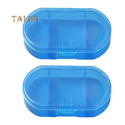 (clear blue) 2pcs Pill Box Large Capacity Space-saving Food Grade Convenient Pill Storage Box Ta