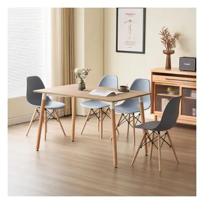 (Oak, With Grey Chairs) Piece Rectangular Dining Set White Or Oak Top Chairs Black Grey Or White