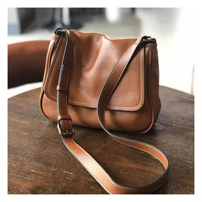 (brown) Johnature Simple Genuine Leather Women Bag Leisure Versatile Natural Real Cowhide Solid 