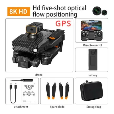 (Carbon 8K-GPS-1B) New P8 Pro Drone Obstacle Avoidance 4k Esc Dual Hd Camera Wifi Fpv Brushless 