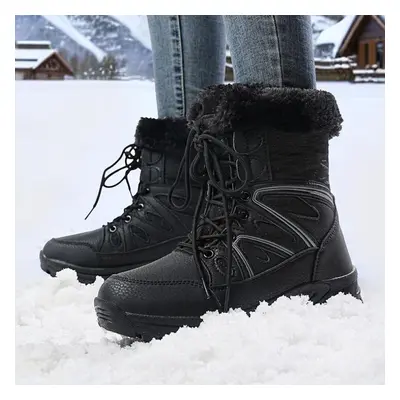 (black, 36) Mctin Women Snow Boots Winter Plush Platform Warm Shoes For Couples Casual Anti Slip