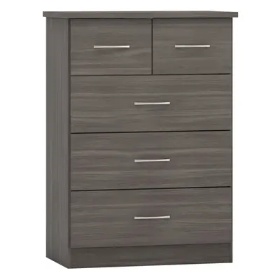 Nevada 3+2 Drawer Chest Black Wood Grain