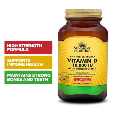 Sunshine Nutrition Vitamin D Iu Softgels 100's Potency Vitamin D3 Supplement