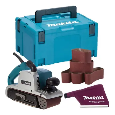 Makita 4" 100mm x 610mm Belt Sander 110v + Sanding Belts + Makpac Case