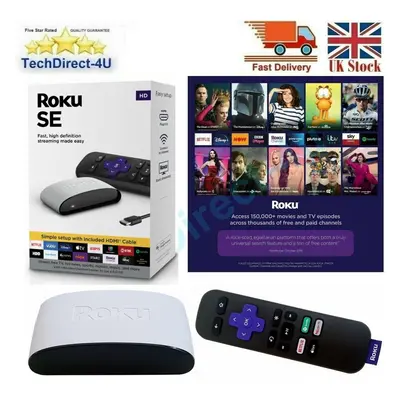 New Roku HD SE TV Streaming Media Player Stick HDMI SE Remote Control