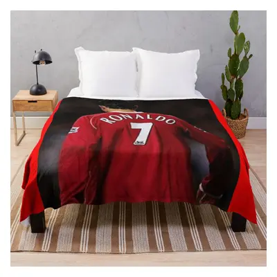 Fleece Throw Blanket Cristiano Ronaldo Manchester United #3 for Sofa Couch Kids x Inches