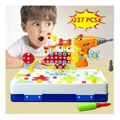 Drill Design Puzzle Creative Toys - Electric Drill Screwdriver Play Tool Building 2D 3D Models B