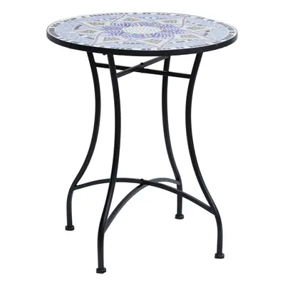 Outsunny Garden Table, Mosaic Round Patio Side Table with 60cm Ceramic Top