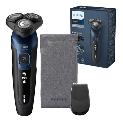 Shaver Series - Wet & Dry Electric Men's Shaver in Metallic Blue with Precision Trimmer and Soft