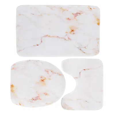 (Type C) 3PCS Marble Toilet Floor Door Bathroom Carpet Pedestal Rug Lid Cover Bath