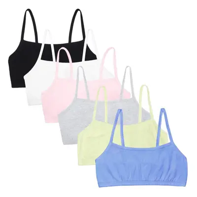 Fruit of the Loom Women's Spaghetti Strap Cotton Pull Over Sports Bra Cornflower Blue/Lentil/Whi