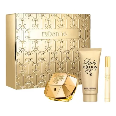 Paco Rabanne Lady Million 80ml EDP Spray + 100ml Body Lotion + 10ml Mini