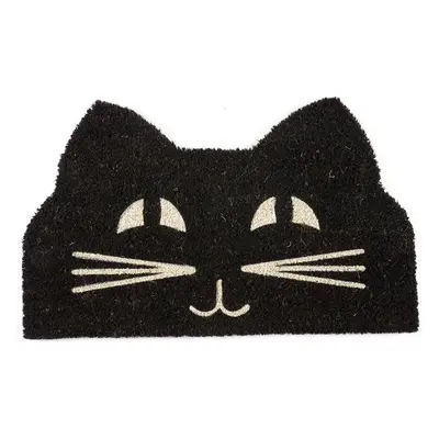 Entryways P2023 Cat Face Non Slip Coir Doormat, Black and White, 71_x_43_cm