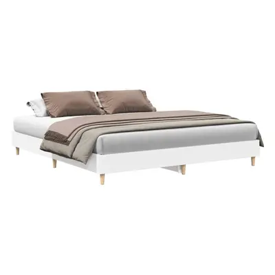 vidaXL Bed Frame No Mattress White 200x200 cm Engineered Wood